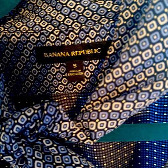 Banana Republic silk tie neck blue blouse Small EUC - Picture 2 of 4
